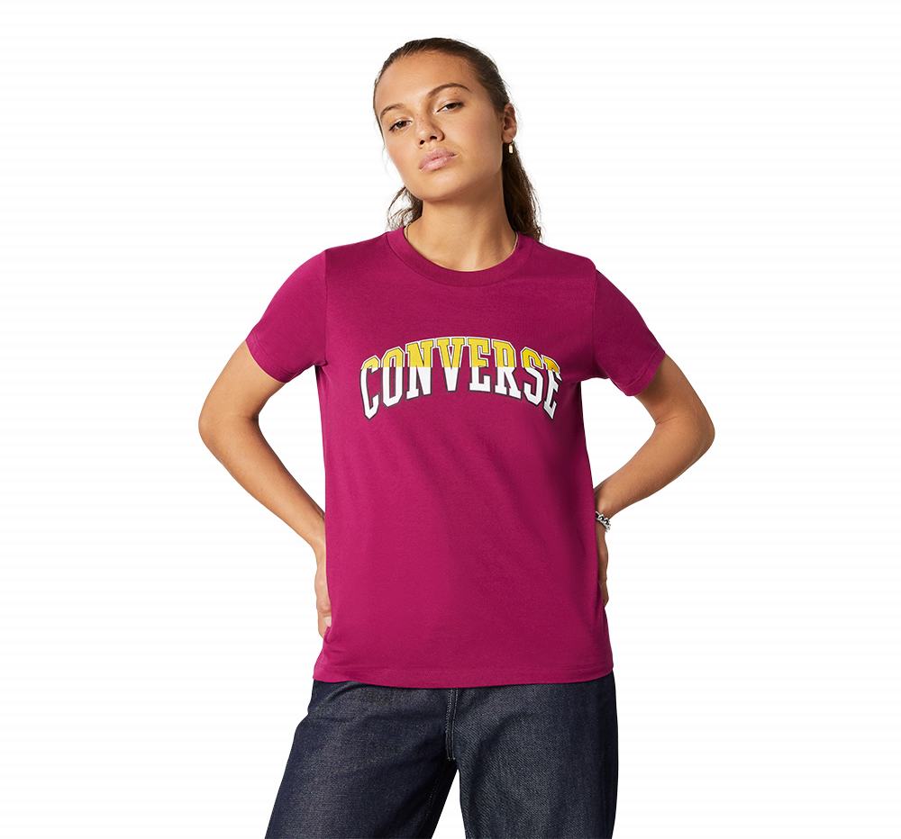Camiseta Converse Twisted Varsity Logo Mulher Rosa Bordeaux 469275ALD
